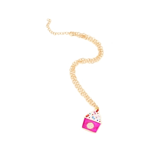 Modieuze cupcake hanger ketting met kleurrijk emaille en sprankelende strass steentjes