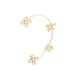 Floral Ear Cuff Wrap Zinc Alloy Imitation Artificial Pearl Non Piercing Vintage French Fashion Jewelry For Women