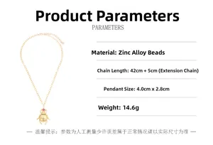 Spécifications détaillées du collier pendentif scarabée doré en alliage de zinc et perles