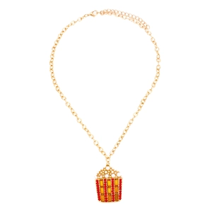 Collana Con Ciondolo A Secchiello Per Popcorn Creativo Con Strass In Lega E Künstliche Perle Artificiali Gioielli Di Moda Donna