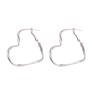 Orecchini A Cerchio A Forma Di Cuore Intrecciati Lega Di Zinco Minimalista Lucido Tono Argento Per Donna