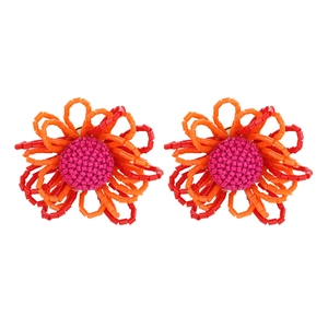 Orecchini A Lobo Con Fiori Intrecciati A Mano Perline Resina Vetro Margherita Bohemien Vacanze Gioielli Per Donna