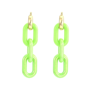 Long Interlocking Chain Dangle Earrings Copper Resin Candy Color Geometric Drop Jewelry Fashionable For Women Y2K Style