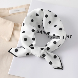 Square Scarf Satin Satin Feel Polka Dot Leopard Print Headband Neck Scarf Hair Tie Bag Decoration Retro Chic Women