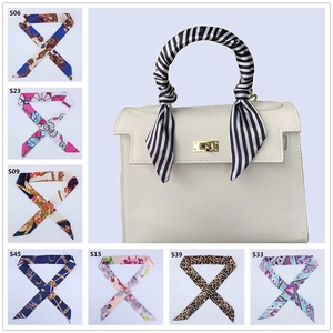 Women Satin Skinny Scarf Fashion Printed Bag Ribbon Decor Neck Tie For Handbag Handle Headband Hair Tie Elegant Accessory