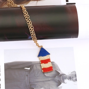 Golden chunky chain necklace with creative colorful rocket pendant and bead inlays