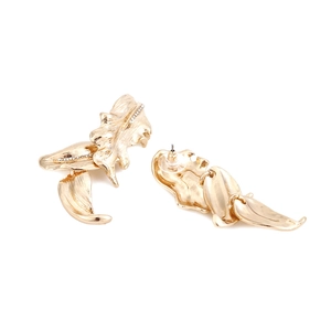 Vintage gold alloy leaf earrings with sparkling rhinestones in a bohemian style