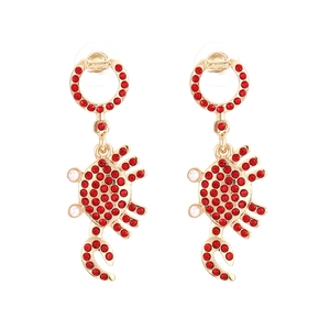 Boucles D'oreilles Pendantes Crabe En Alliage Avec Strass Et Fausse Künstliche Perle Mode Style Animal De Vacances