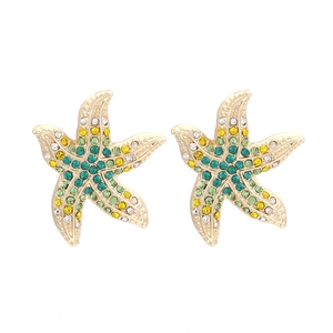 Orecchini A Pendente Stella Marina Con Strass Colorati E Künstliche Perle Sintetiche Lega Stile Vacanza Mare Gioielli Per Donne