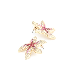 Orecchini a perno a forma di stella marina con strass sfumati rosa e bianchi