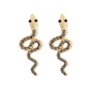 Boucles D'oreilles Puces Serpent Vintage Alliage Strass Forme S Animal Courbe Bijoux Scintillants Pour Femmes Style Gothique