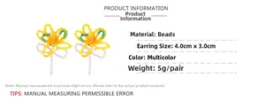 Detail view of colorful bead flower earrings with 4x3cm size and 5g weight info