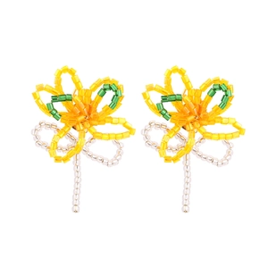 Handmade Flower Seed Bead Earrings Bohemian Colorful Glass Beads Dangle Drop Jewelry For Women Girls Ethnic Style