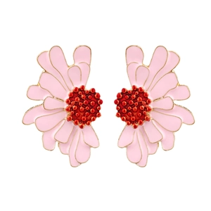 Enamel Flower Daisy Stud Earrings Alloy Floral Jewelry Fashion Pastoral Sweet Elegant Accessories For Women