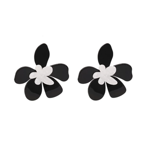 Boucles D'oreilles Pendantes Fleurs Exagérées Grandes Double Couche Acrylique Acétate Florale Texture Marbre Bijoux Femmes