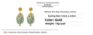 Detailed view showing the dimensions and colorful rhinestones of ice cream earrings