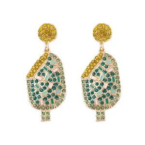 Colorful Rhinestone Ice Cream Ice Pop Dangle Earrings Alloy Enamel Artificial Pearl Summer Sweet Style Women Jewelry
