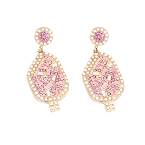 Cute colorful crystal ice cream dangle earrings with pearls and pink rhinestones