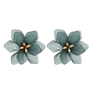 Large 3D Flower Stud Earrings Frosted Resin Bohemian Retro Statement Bloom Fashion Jewelry For Women