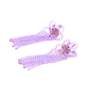 Bohemian purple beaded tassel flower earrings with crystal glass beads for women