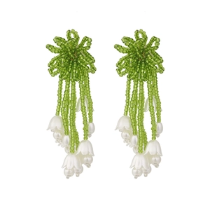 Boucles D'Oreilles Pendantes Fleurs Perles Bohème Longues Franges Muguet Résine Bijoux Pour Femmes