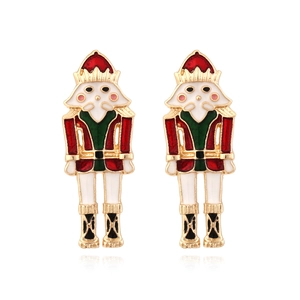 Orecchini A Lobo Soldato Schiaccianoci Retro Lega Smalto Personaggio Cartone Animato Gioielli Natale Per Donne