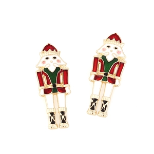 Orecchini vintage Schiaccianoci in lega d'oro e smalto colorato per uno stile festivo