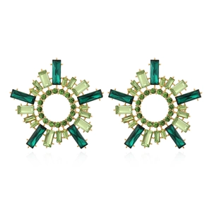 Starburst Geometric Alloy Crystal Rhinestone Drop Earrings Vintage Statement Jewelry For Women