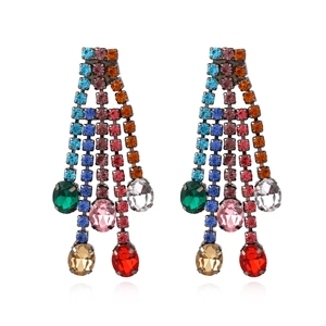 Retro Legierung Strass Quaste Ohrringe Für Frauen Geometrische Fransen Hänger Schmuck Für Abend Bankett Hochzeit Party