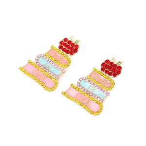 Boucles d'oreilles livre 'Reading IS COOL' avec pomme en strass et émail coloré en alliage