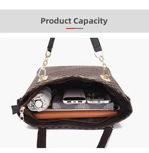 Detailed view of large capacity tote bag interior with umbrella and daily items