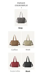 Multi-color selection of canvas tote bags showing side pockets and removable straps