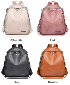 Vista detallada de las cuatro opciones de color para la mochila grande de cuero en cuadrícula 2x2
