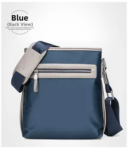 Blue Oxford fabric men shoulder bag with back zipper pocket and padded shoulder strap