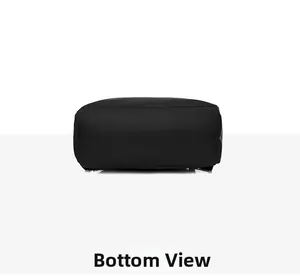 Vista del fondo piatto dello zaino porta PC impermeabile con dettagli su cuciture e tessuto