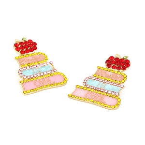 Boucles d'oreilles livre en strass colorés avec pomme et texte Reading IS COOL doré