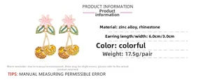 Details zu Abmessungen und Spezifikationen der bunten Strass-Kirschblüten-Ohrringe