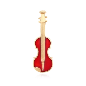 Broche Violon Épingle Alliage De Zinc Émail Forme D'Instrument De Musique Accessoire De Corsage Pour Femmes Bijou Mignon