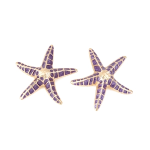 Boucles d'oreilles étoile de mer dorées avec émail violet pour un look océan vintage