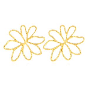 Boucles D'oreilles Fleurs Évidées Exagérées Finition Or Mat Alliage De Zinc Bijoux Bohèmes Rétro Pour Femmes