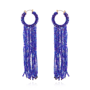 Boucles D'oreilles À Pampilles En Perles Faites À La Main Bohème Longues Créoles Goutte Perles De Verre Bijoux Ethniques Pour Femmes