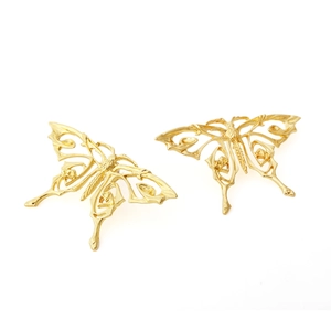 Elegant gold hollow butterfly earrings with detailed texture in a minimalist pair