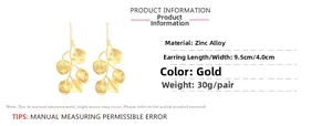 Detailed specifications of gold leaf drop earrings made of high-quality zinc alloy