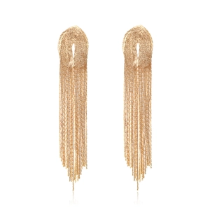 Boucles Oreilles À Pampilles Dorées Vintage Longue Chaîne En Cuivre Texture Martelée Géométrique Pendantes Pour Femmes Bijou