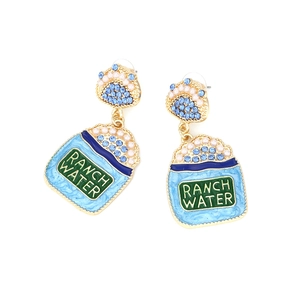 Boucles d'oreilles Ranch Water avec strass bleus et perles blanches pour femmes
