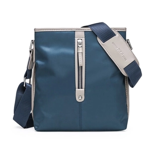 Modern navy blue Oxford fabric shoulder bag for men with stylish vertical zipper pocket