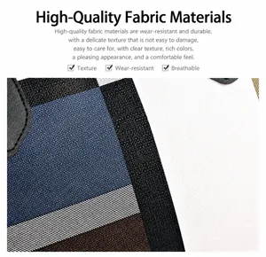 Close-up of durable geometric fabric texture with premium stitching and leather trim