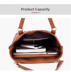 Detailed interior view of brown woven tote showing large capacity for daily essentials