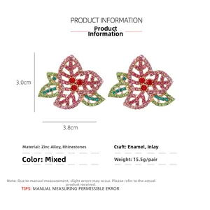 Vue détaillée de boucles d'oreilles papillon colorées en alliage de zinc et strass brillants