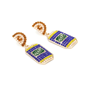 Boucles d'oreilles bouteille en strass colorés avec lettrage Moon et émail vert
